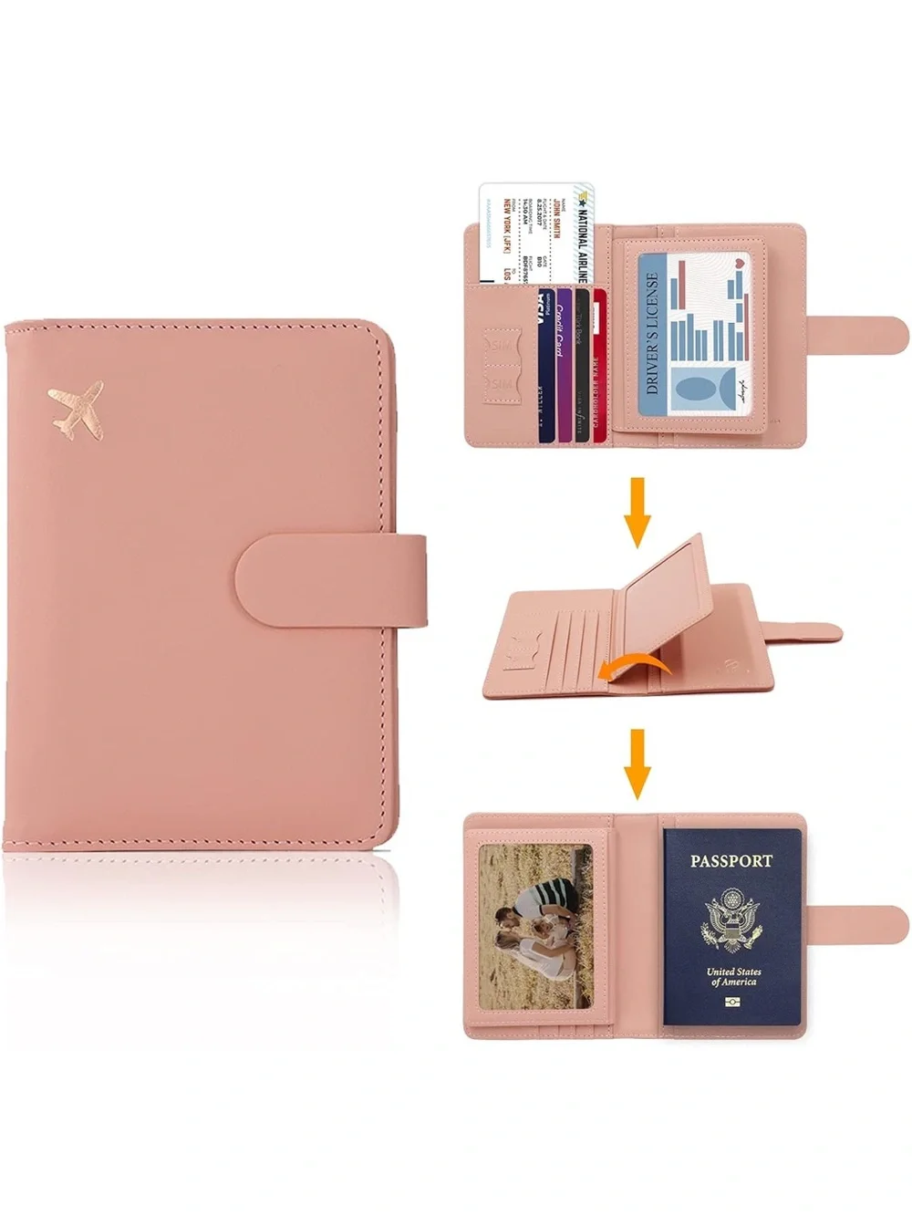 Travel Passport Holder & Card Wallet - Pink
